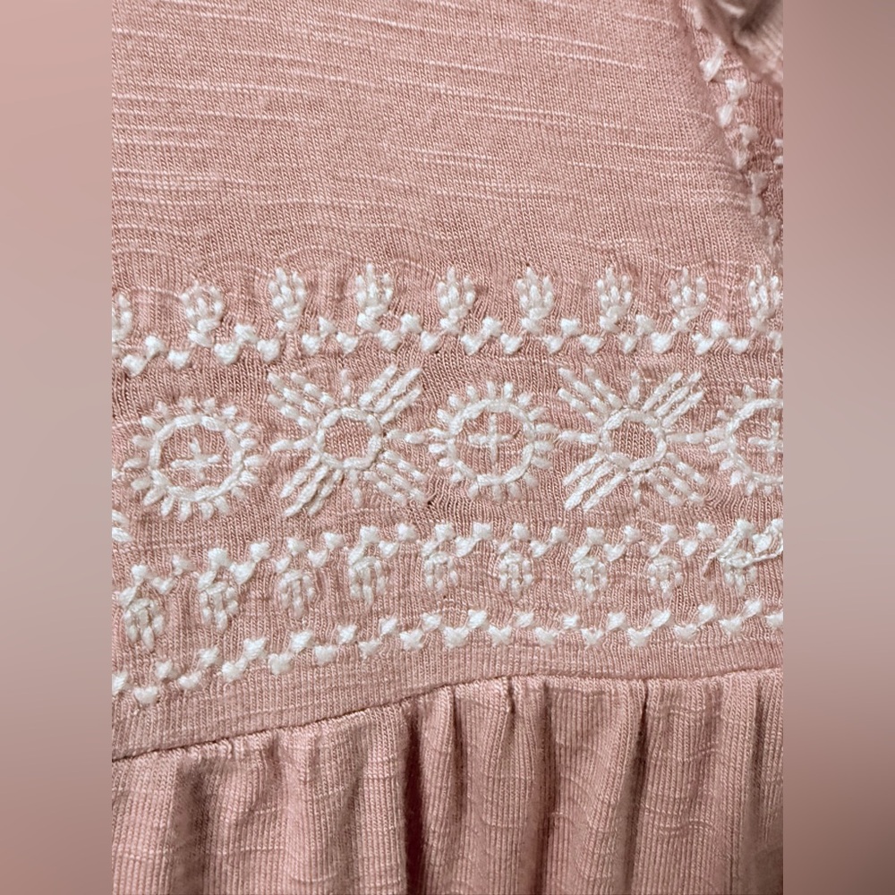 Anthropologie Meadow Rue Blush Pink Bell Sleeve Embroidered Blouse Top Size XS - Picture 5 of 13